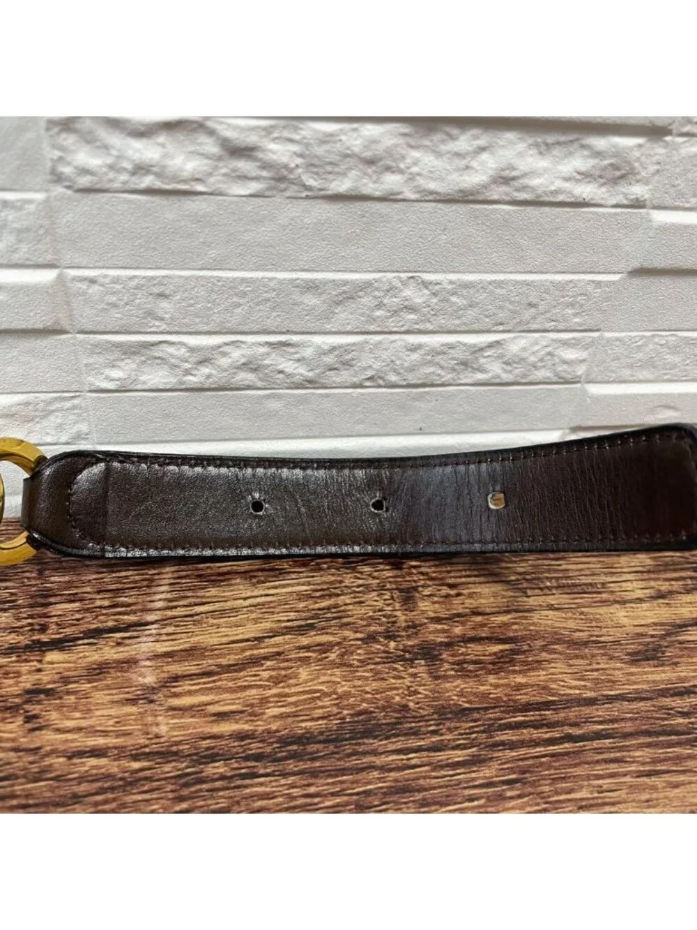 Chanel Leather Belt Double CC Logo Gold Brown